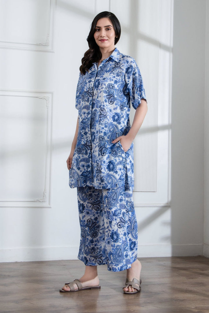 LIVIAN - BLUE FLORAL CO-ORD SET