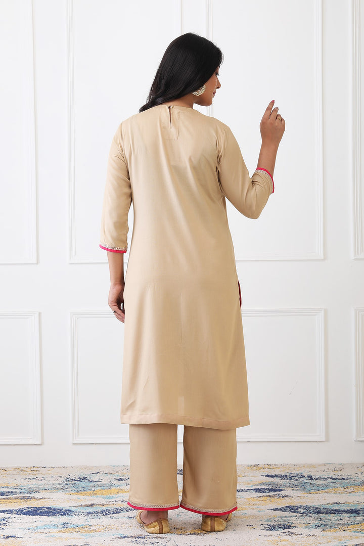 Naaz Beige Festive Kurta Set