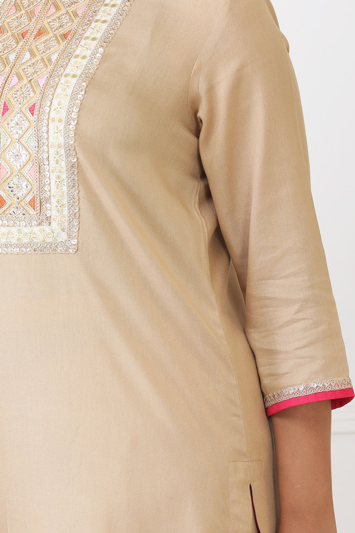 Naaz Beige Festive Kurta Set