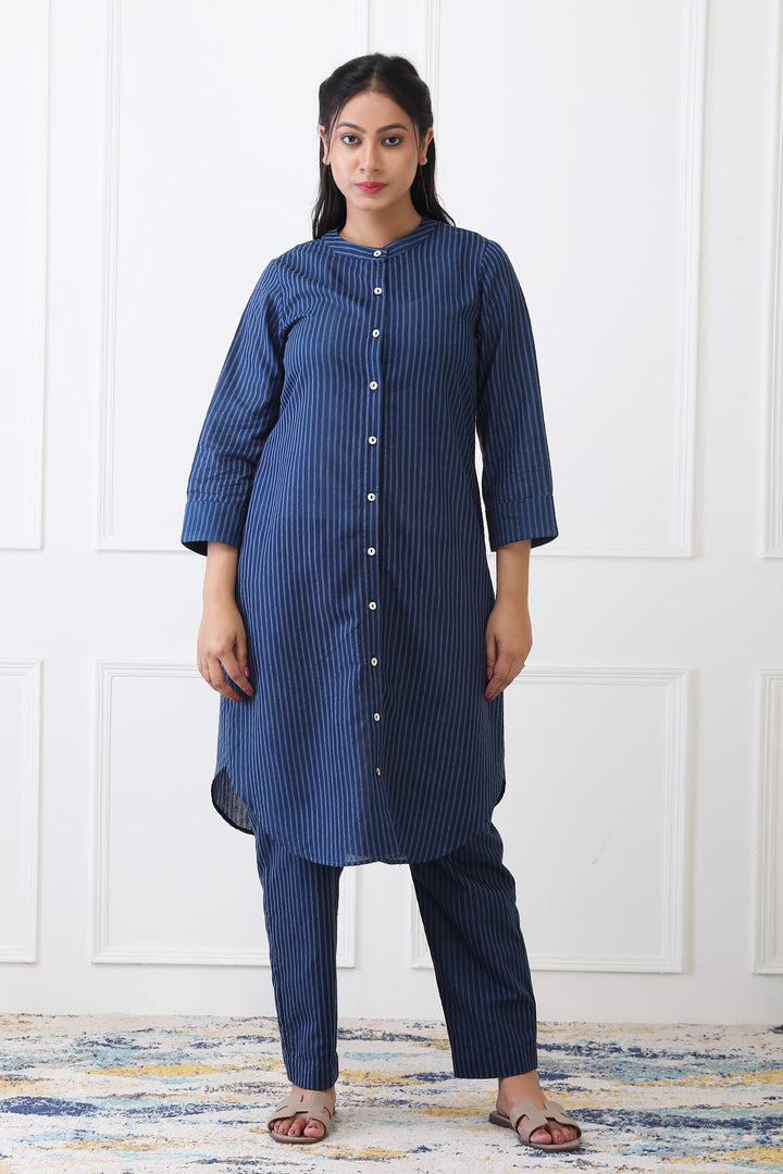 Avni Pinstripe Cotton Kurta Set