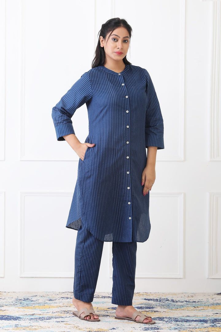 Avni Pinstripe Cotton Kurta Set