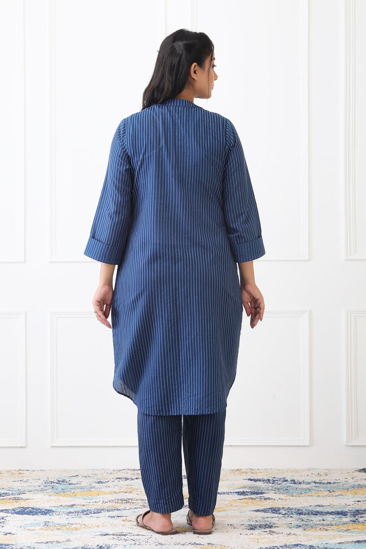 Avni Pinstripe Cotton Kurta Set