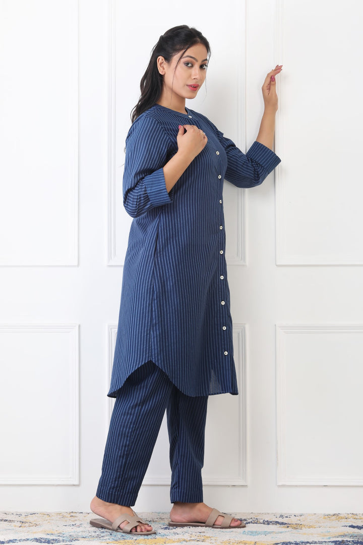 Avni Pinstripe Cotton Kurta Set
