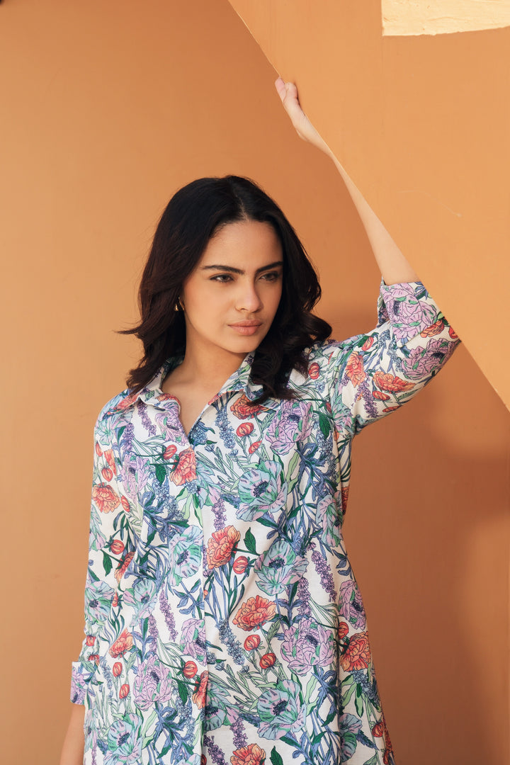VIOLETA COTTON LINEN FLORAL DRESS