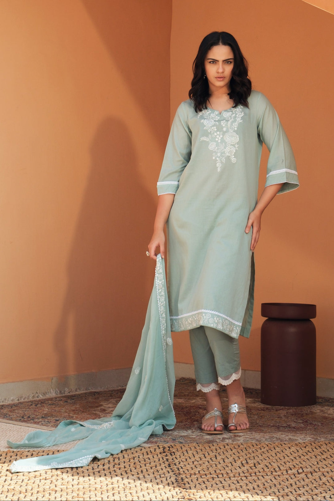 Parizaad - Embroidered Cotton Dupatta Set