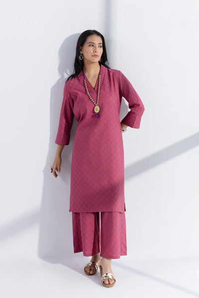 BHAVYA- Violet-Red Co-ord Set in cotton