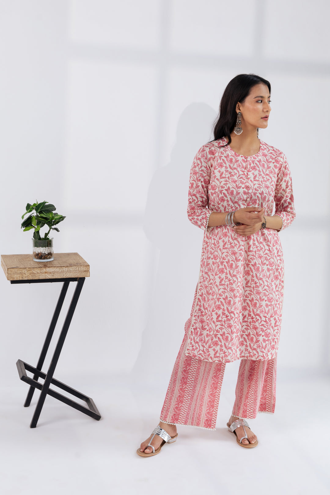 RISHIKA- Rich Pink Indian Set in cotton