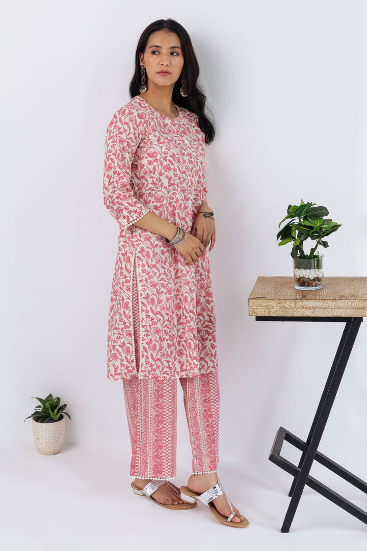 RISHIKA- Rich Pink Indian Set in cotton