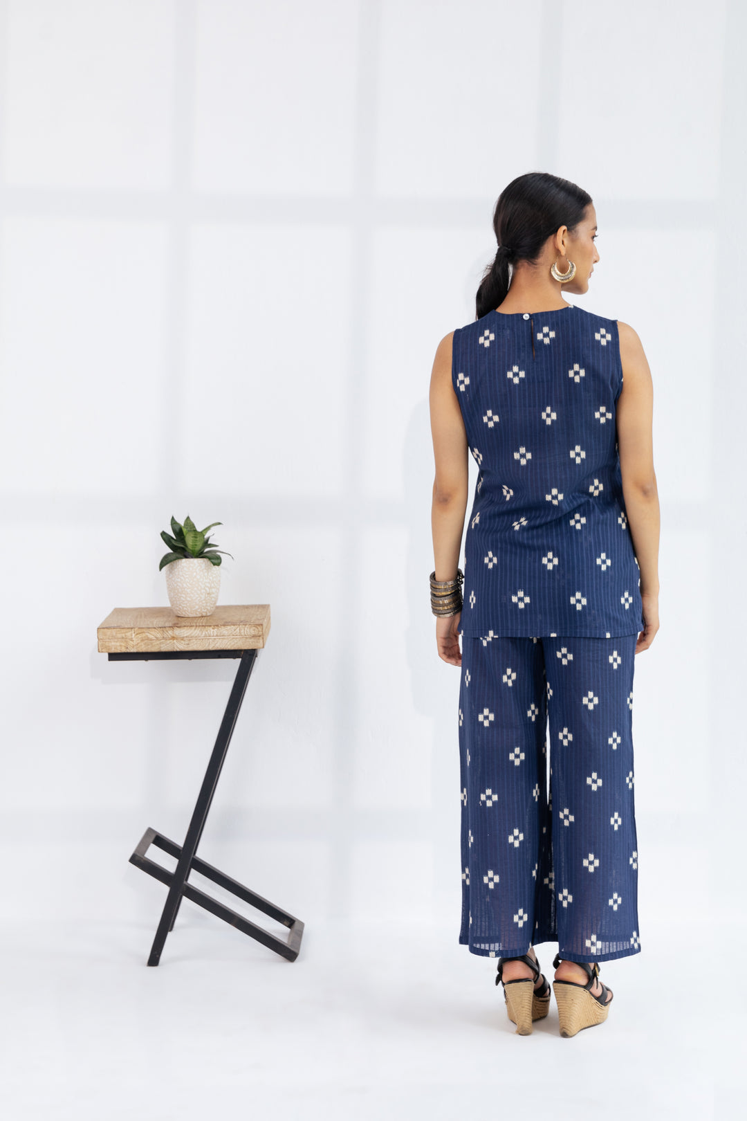 LILA- Dark Blue Sleeveless Co-ord Set in cotton
