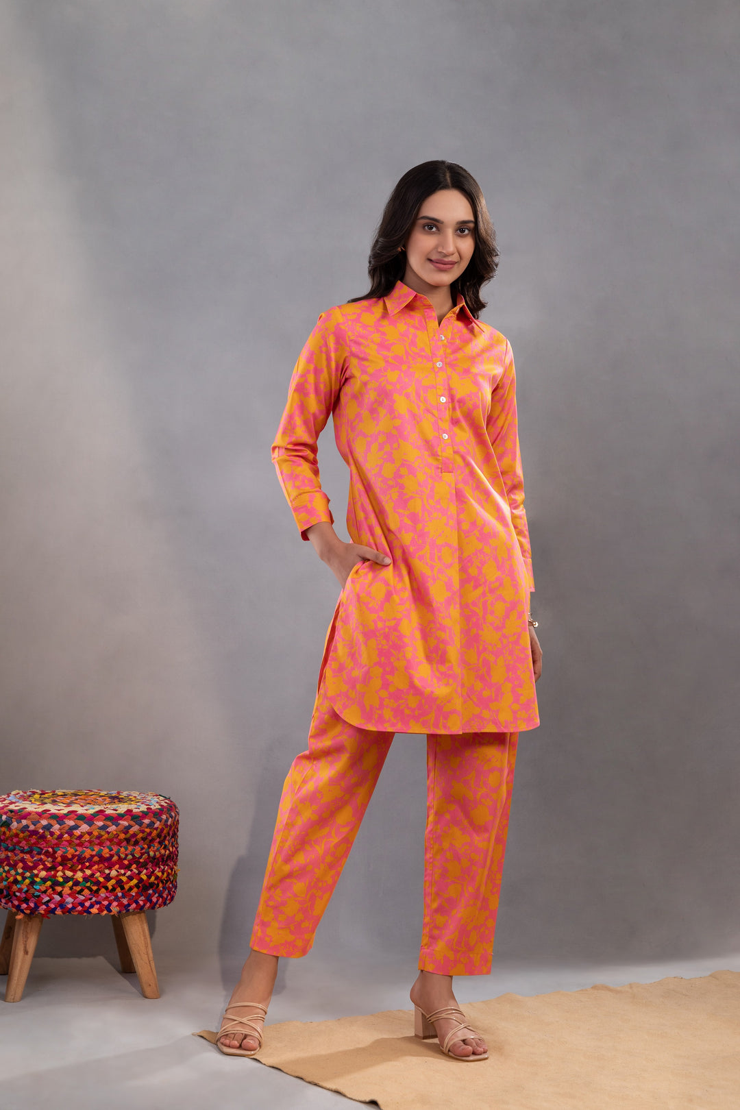 SIENNA- Orange Pink Co-ord Set in Premium Cotton Poplin