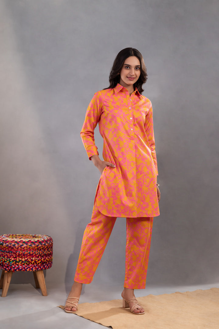 SIENNA- Orange Pink Co-ord Set in Premium Cotton Poplin
