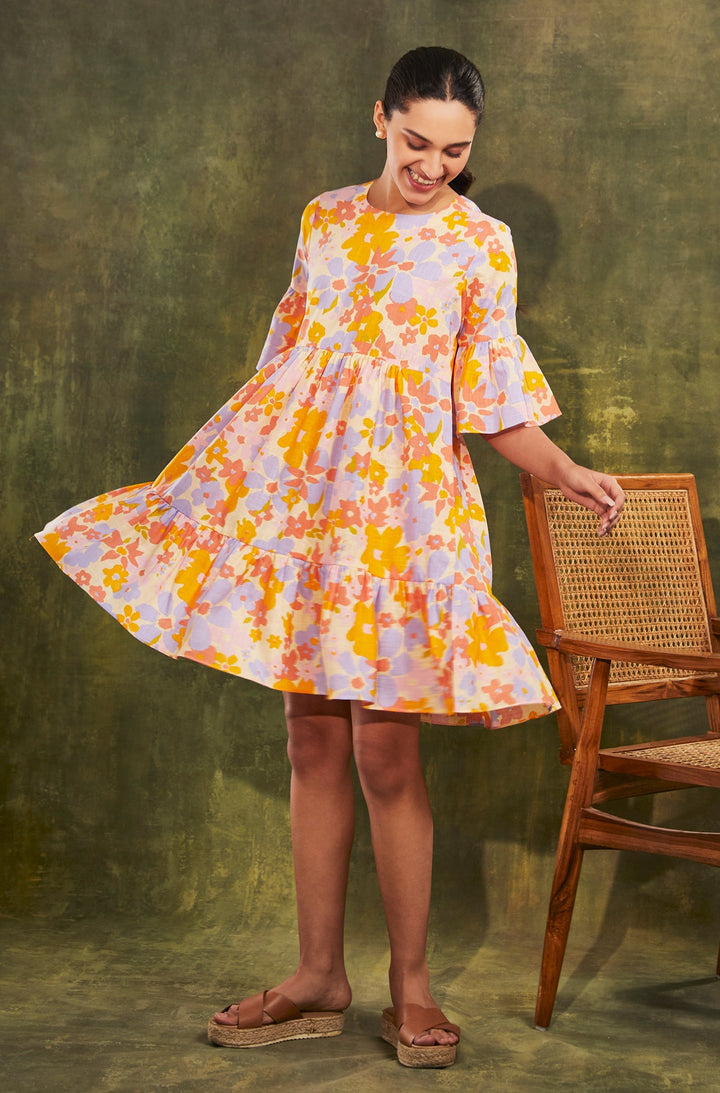 JULIET - Floral Tier Dress in Premium Cotton