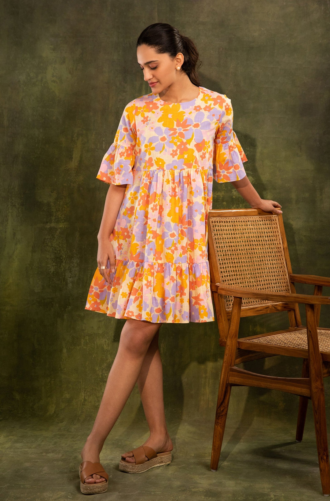JULIET - Floral Tier Dress in Premium Cotton