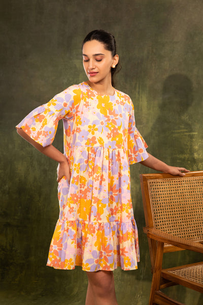 JULIET - Floral Tier Dress in Premium Cotton