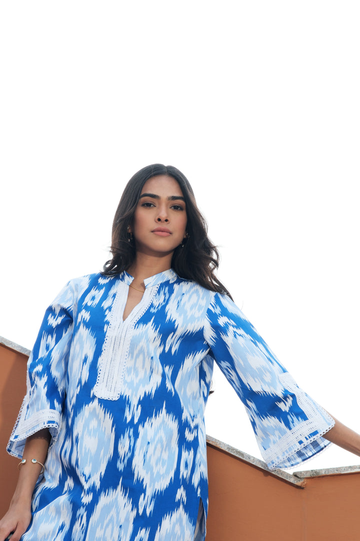 Indrani Blue Ikat Kurta Set