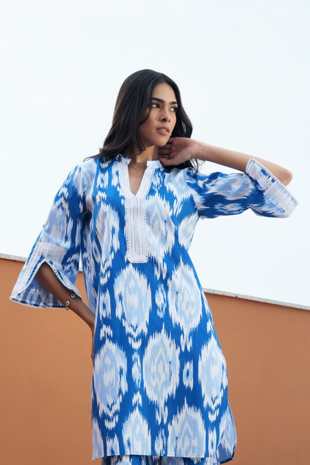 Indrani Blue Ikat Kurta Set