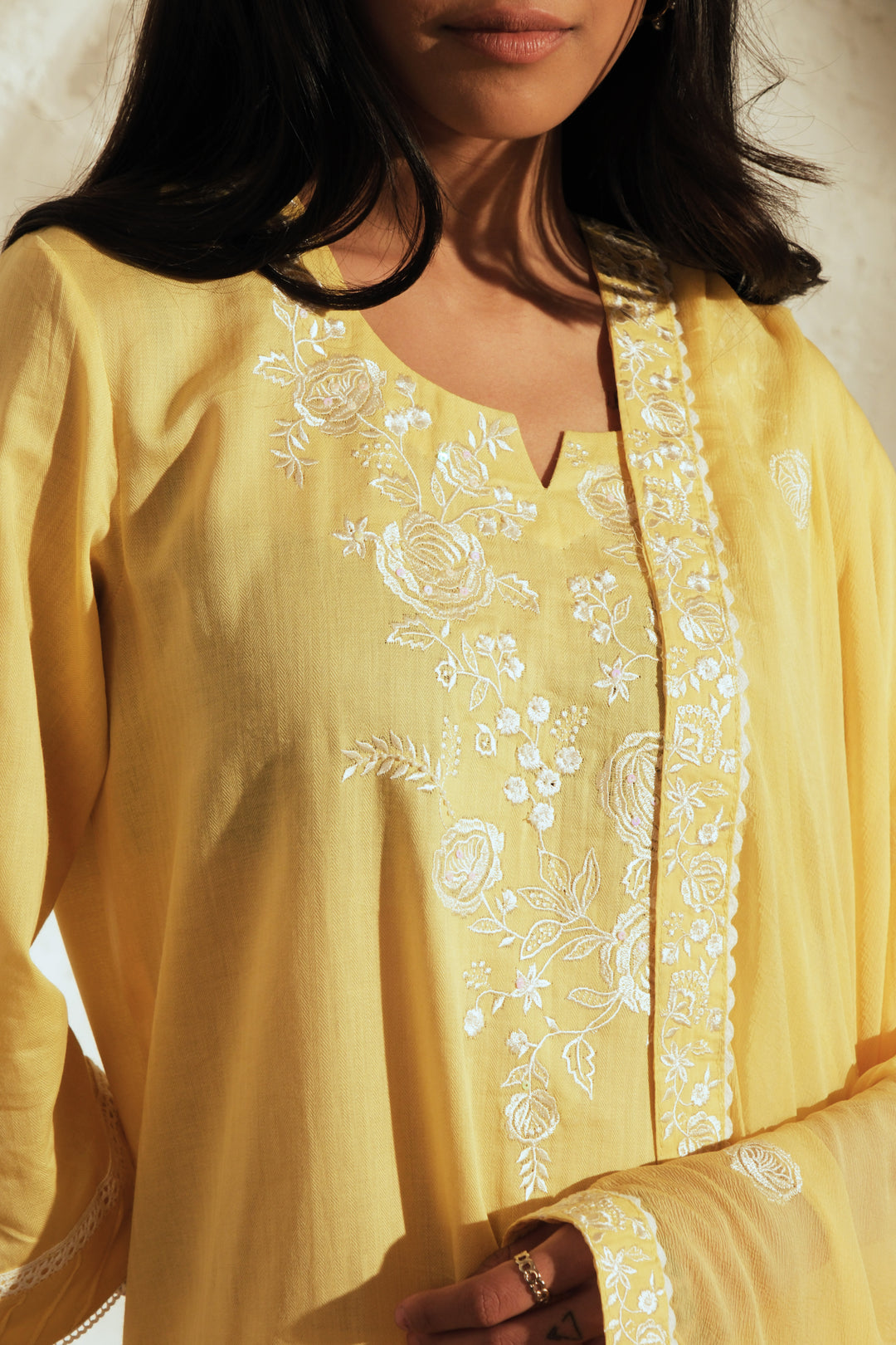 Naisha - Embroidered Cotton Dupatta Set
