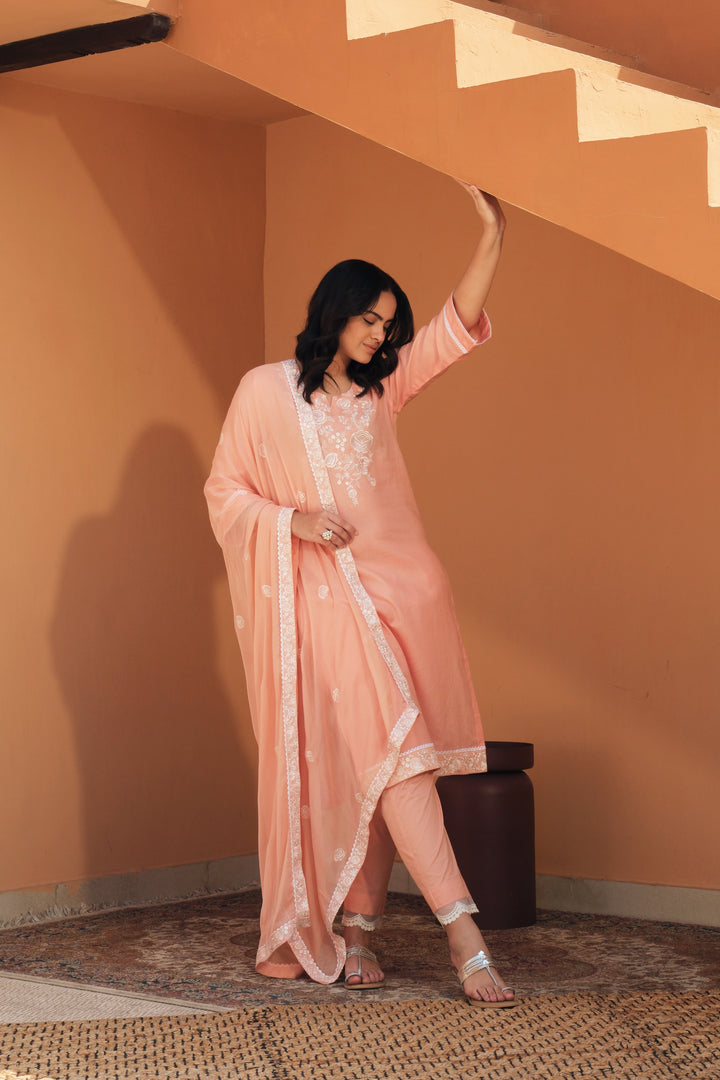 Inara - Embroidered Cotton Dupatta Set