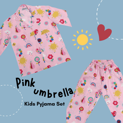 Girls Pyjama Set | Pink Umbrella