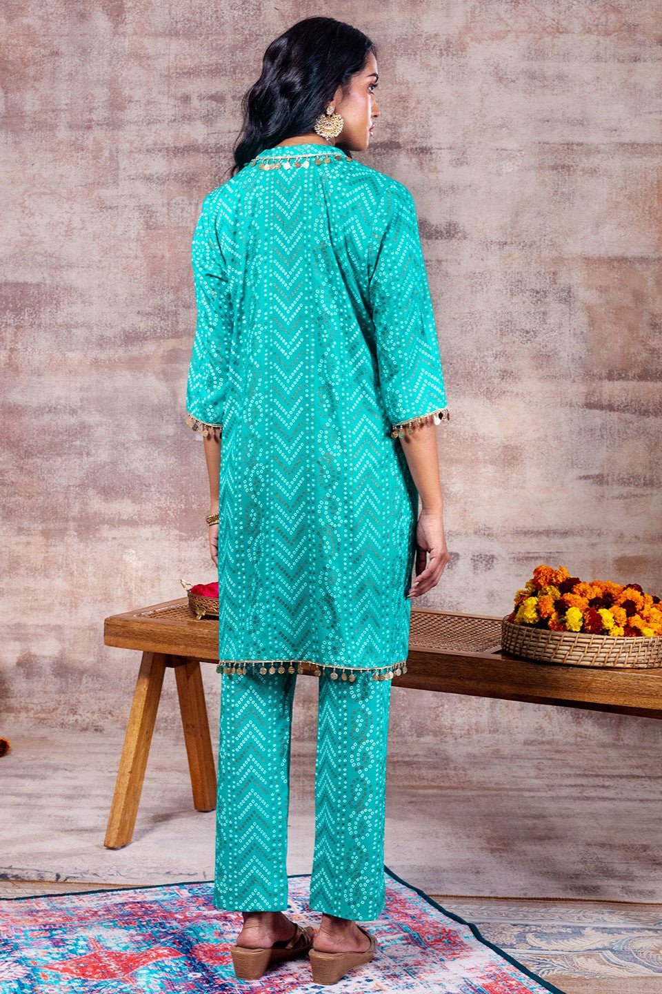 TARINI - Green Bandhani Festive Set