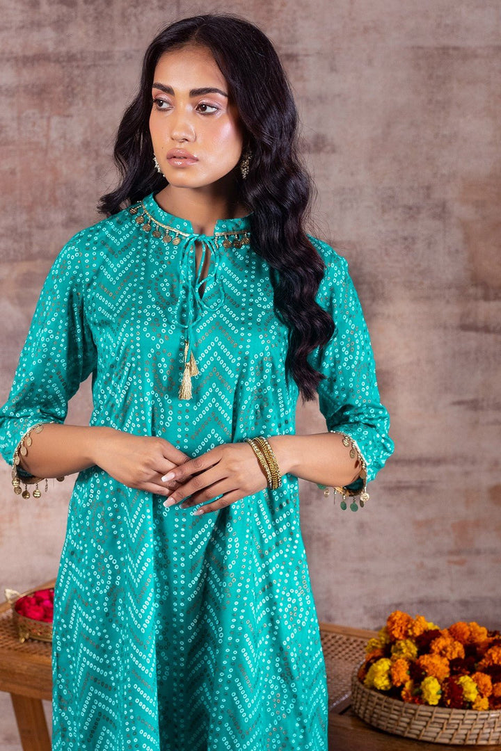 TARINI - Green Bandhani Festive Set