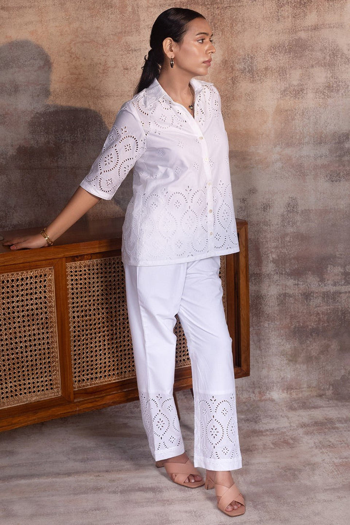 CASSIA- White Schiffli (Cut-work) Co-ord in Cotton