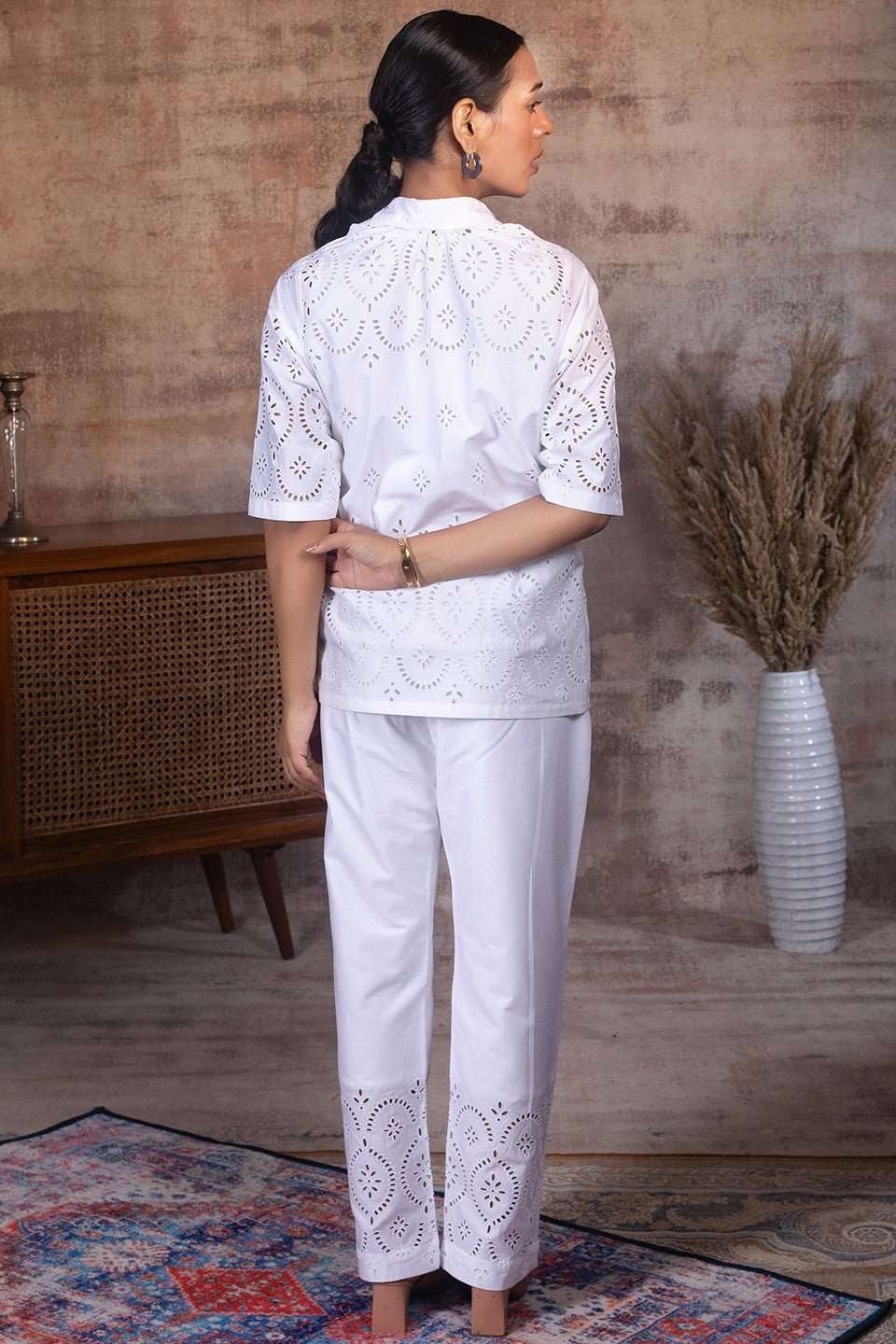 CASSIA- White Schiffli (Cut-work) Co-ord in Cotton