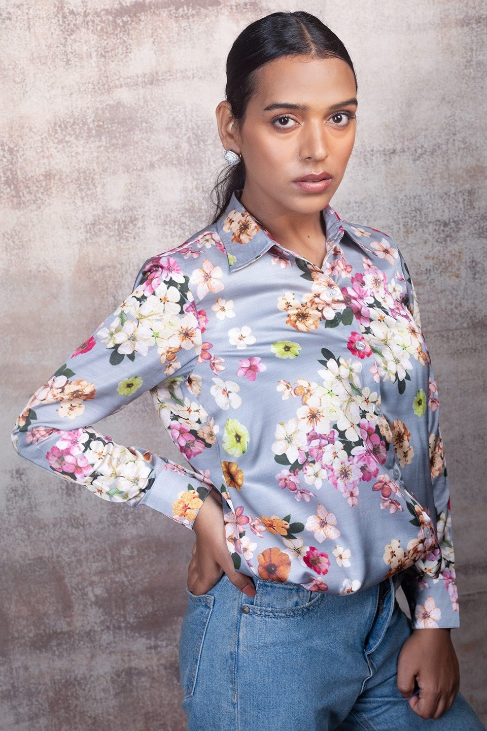 Floral Shirt in Premium Modal Silk - Main Image