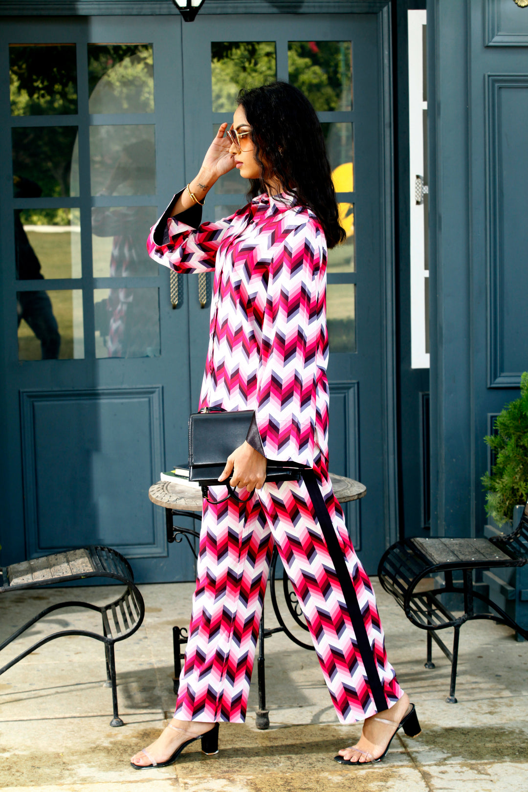 EISLEY - Pink Cotton Geometric Print Co-ord Set
