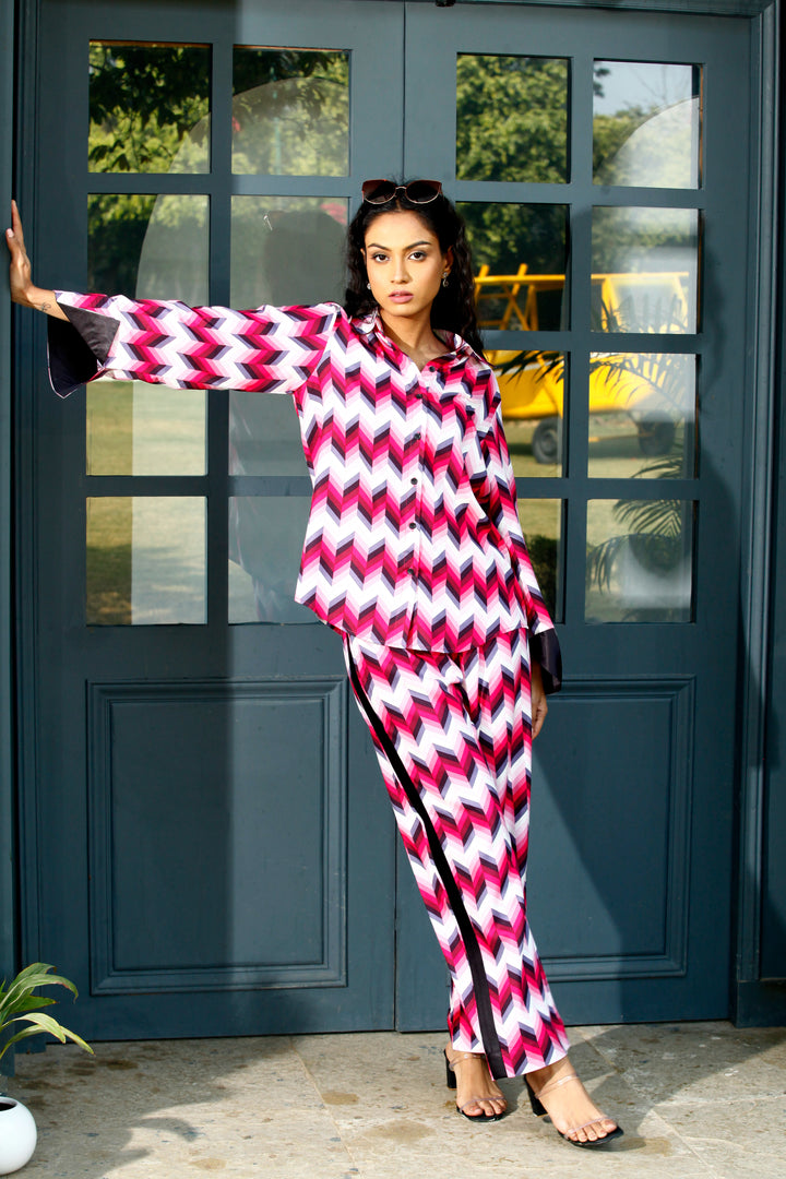 EISLEY - Pink Cotton Geometric Print Co-ord Set