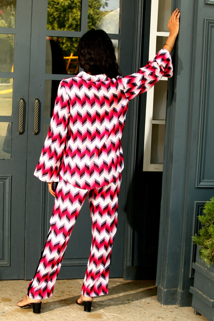 EISLEY - Pink Cotton Geometric Print Co-ord Set