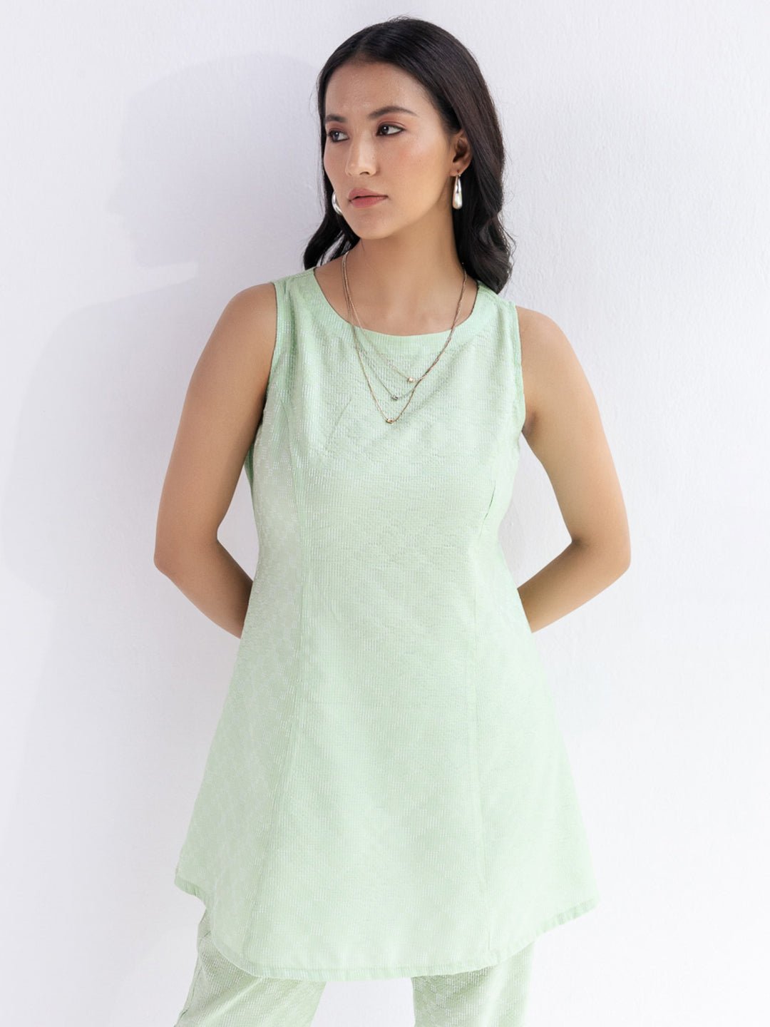 TANVI - Green Sleeveless Co-ord Set in cotton