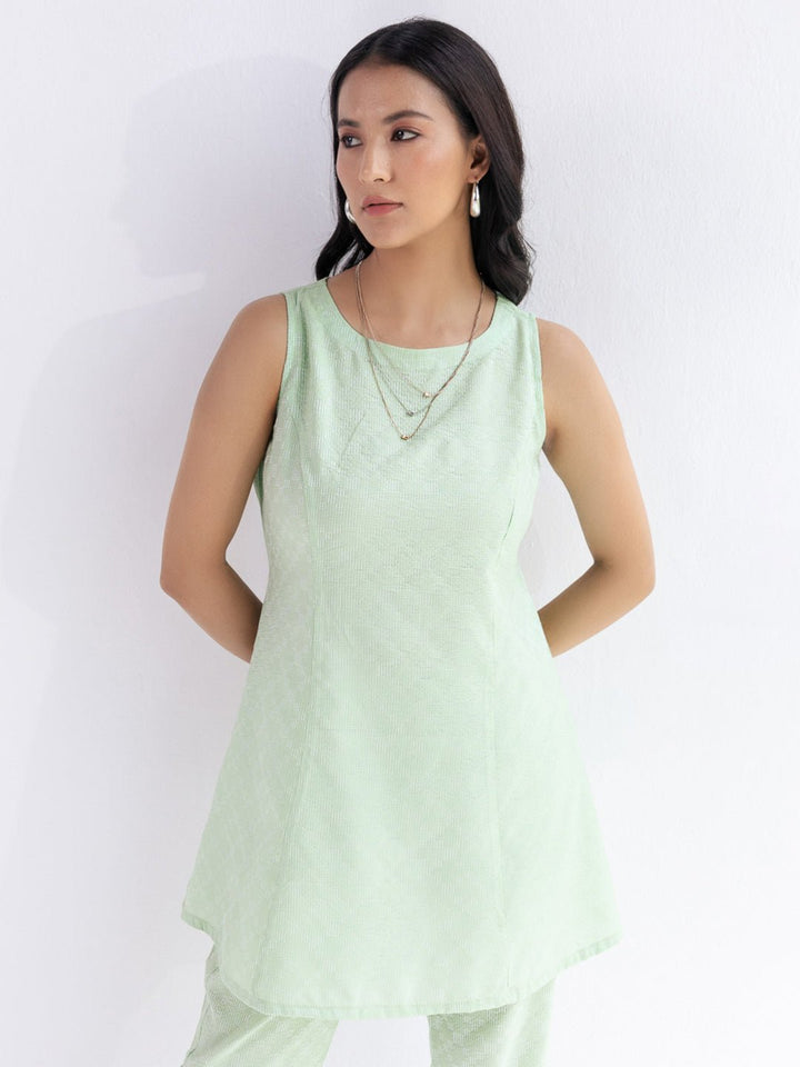 TANVI - Green Sleeveless Co-ord Set in cotton