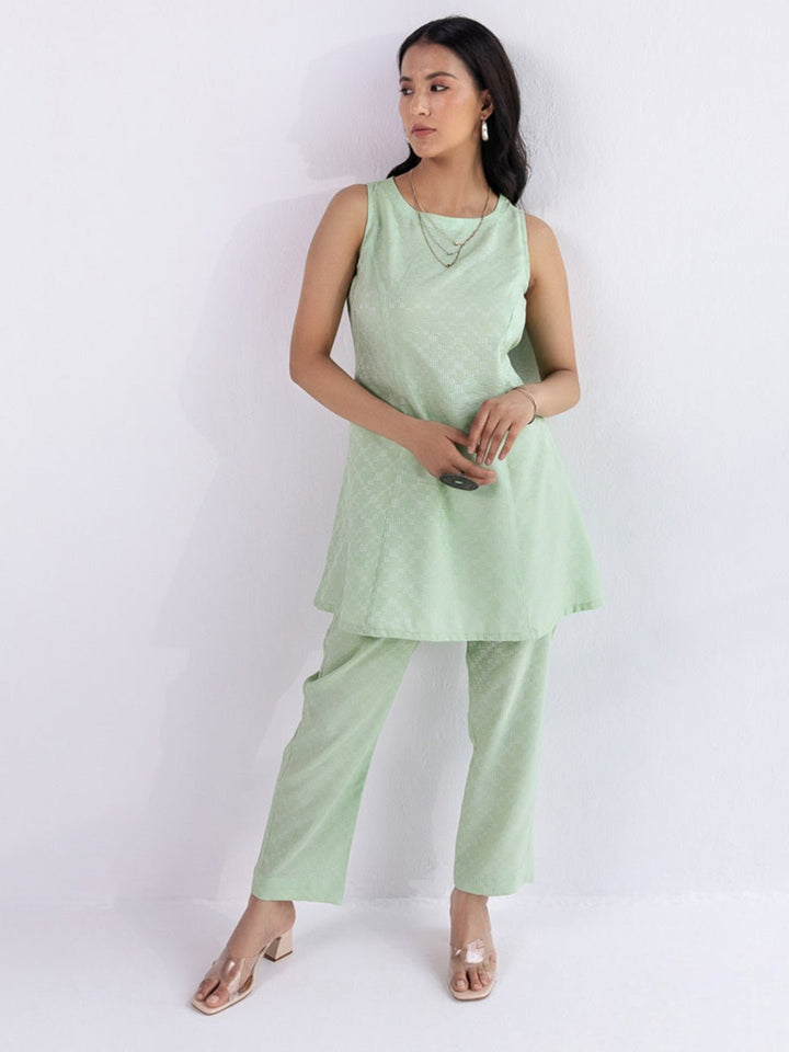 TANVI - Green Sleeveless Co-ord Set in cotton