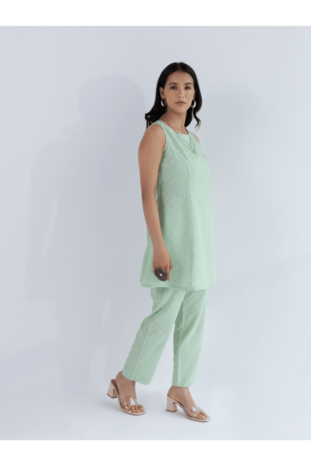 TANVI - Green Sleeveless Co-ord Set in cotton