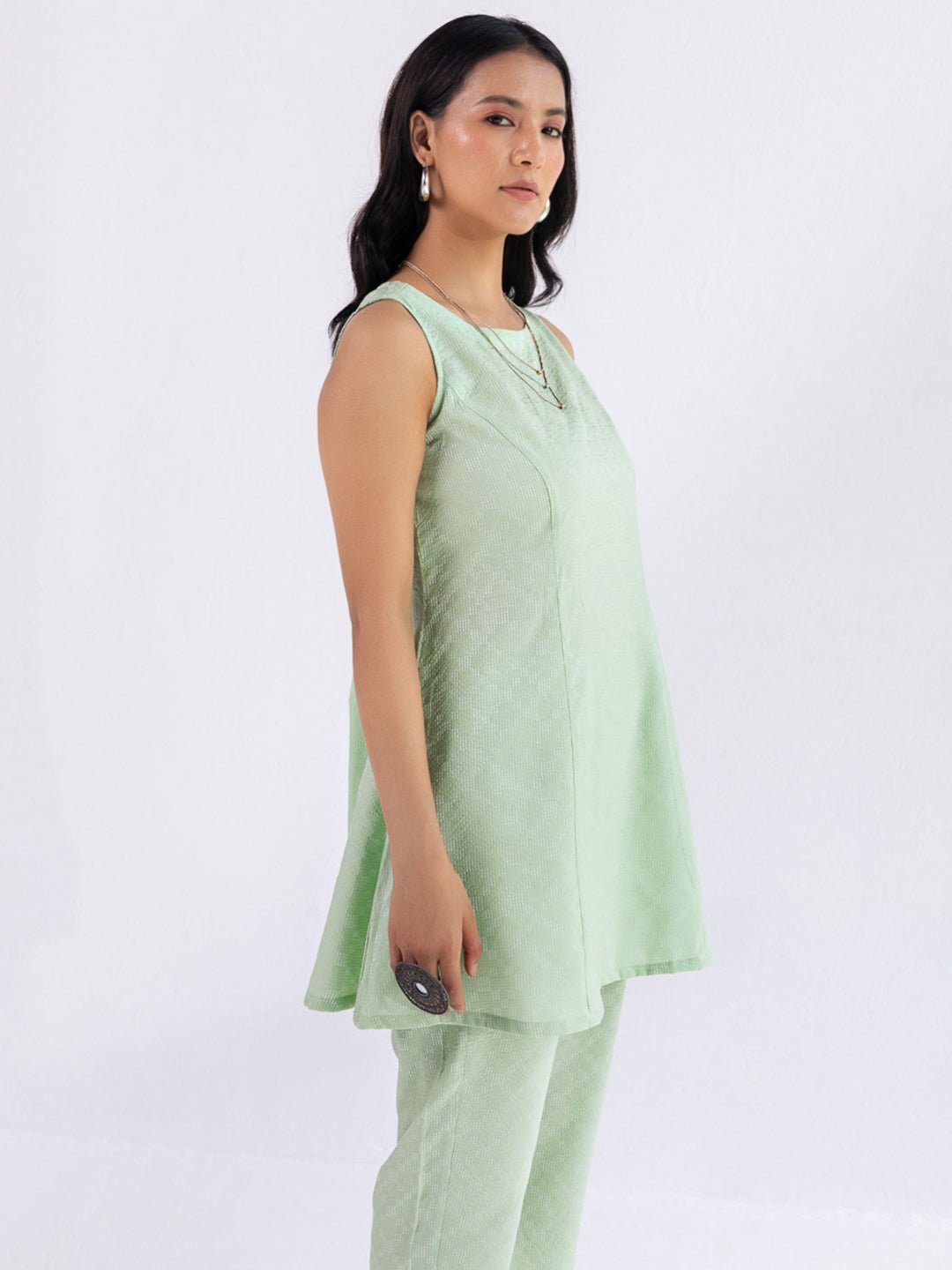 TANVI - Green Sleeveless Co-ord Set in cotton