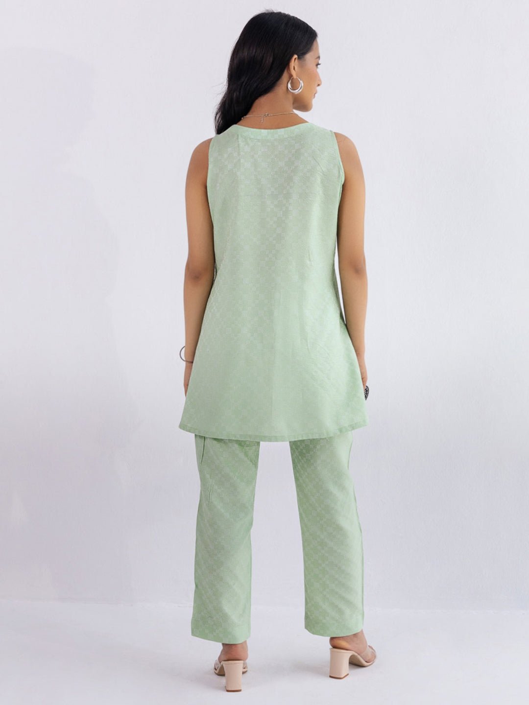 TANVI - Green Sleeveless Co-ord Set in cotton