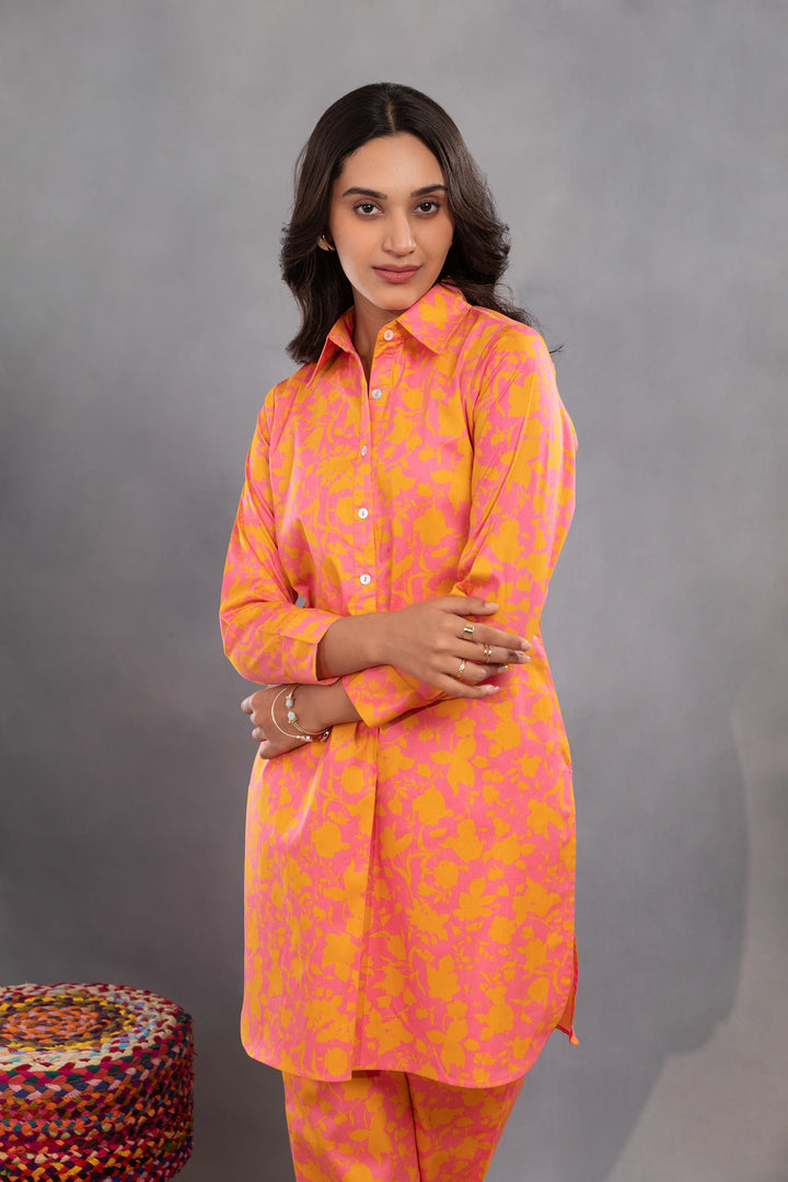 SIENNA- Orange Pink Co-ord Set in Premium Cotton Poplin