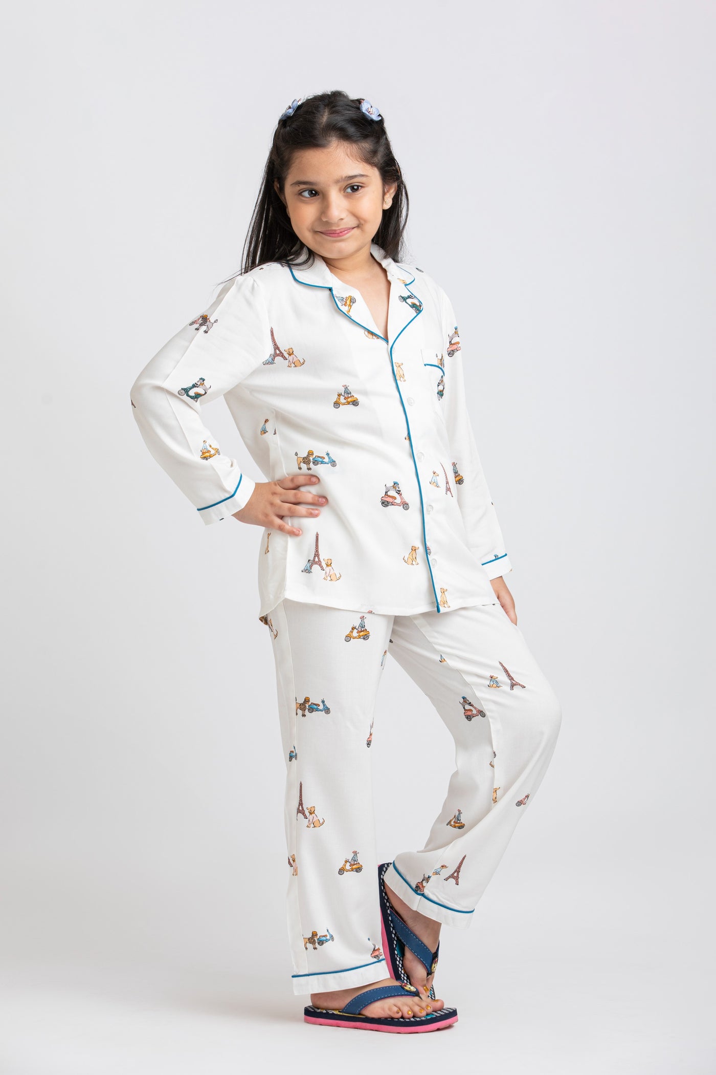White Transport Print Pyjama Set