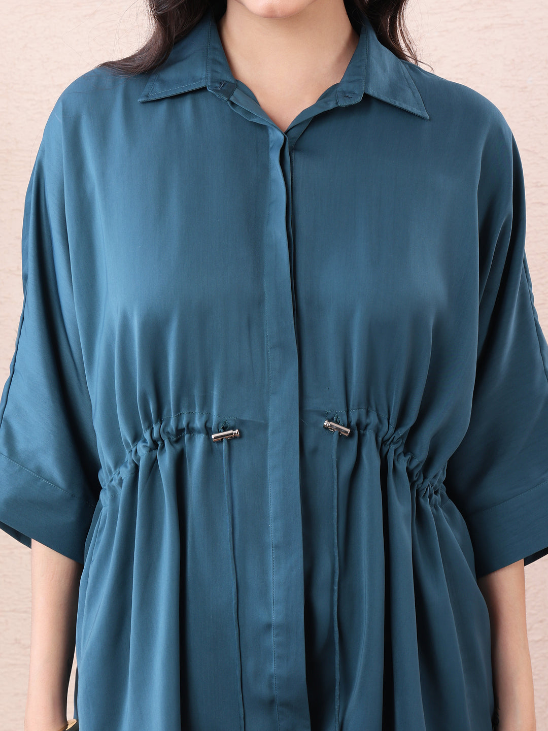 Riviera Teal Cotton-Rayon Co-ord Set