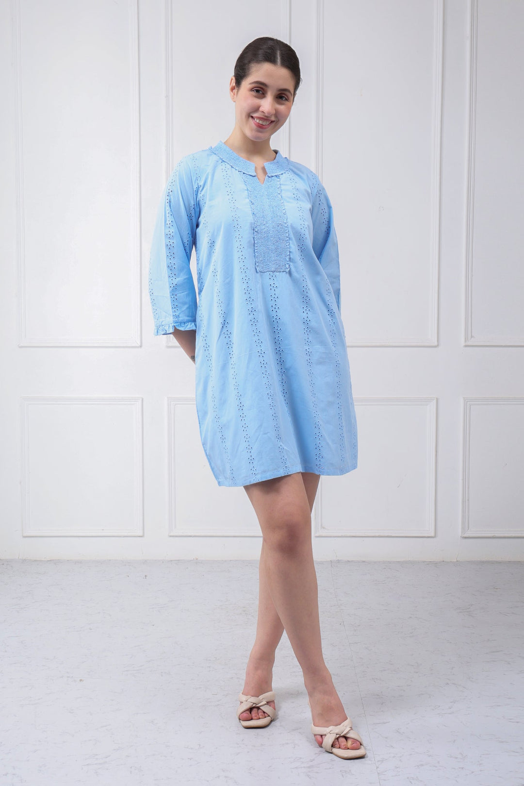 SOFIA Powder Blue Eyelet Dress