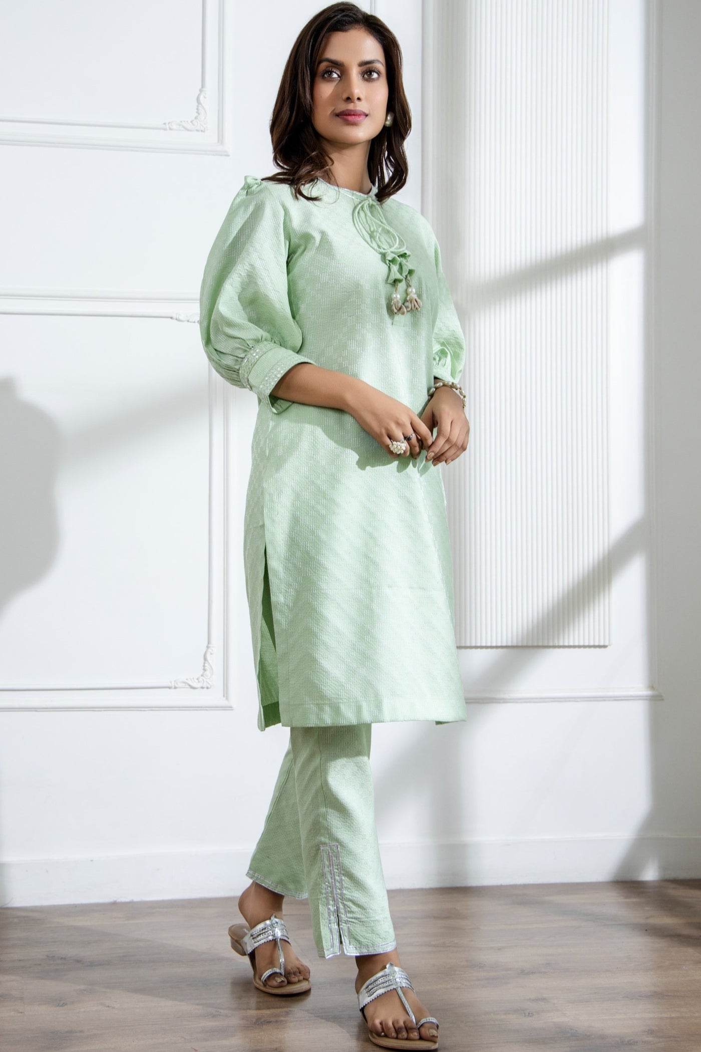 Nayab - Playful Mint Green Fusion Set