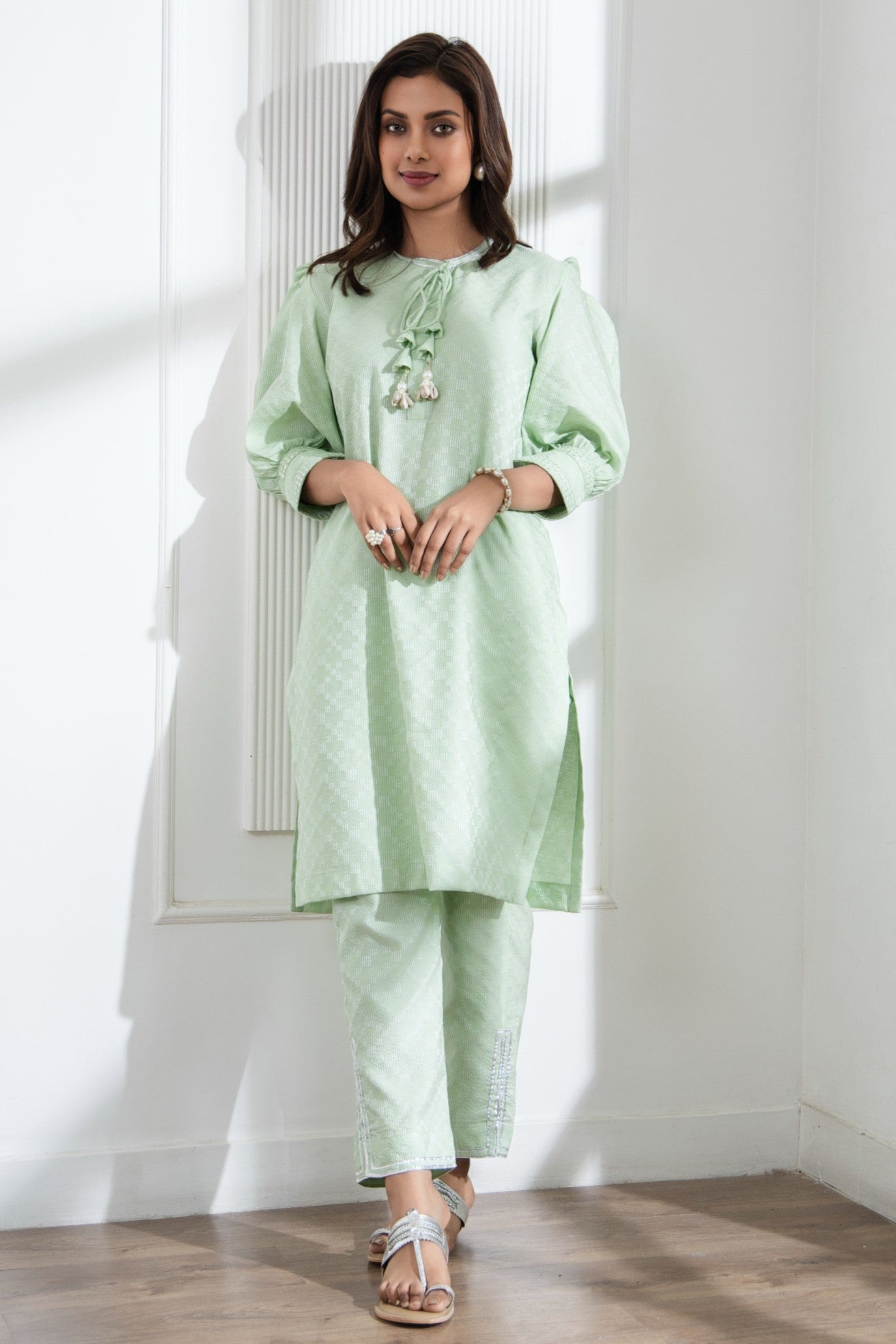 Nayab - Playful Mint Green Fusion Set