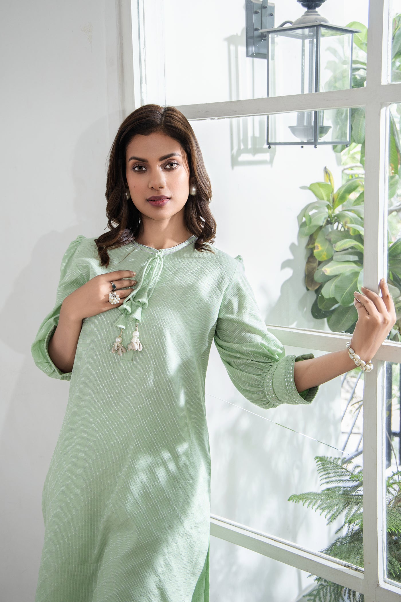 Nayab - Playful Mint Green Fusion Set