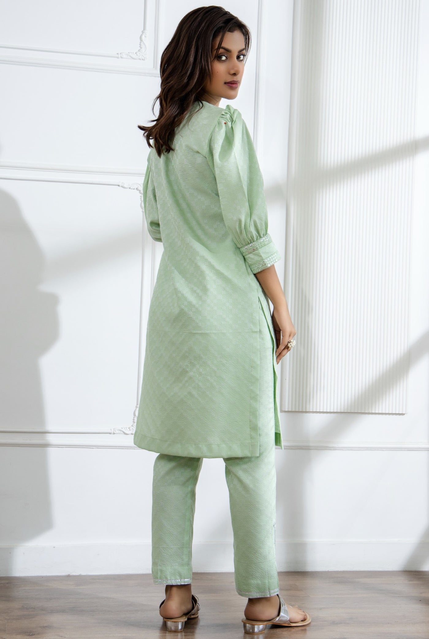 Nayab - Playful Mint Green Fusion Set