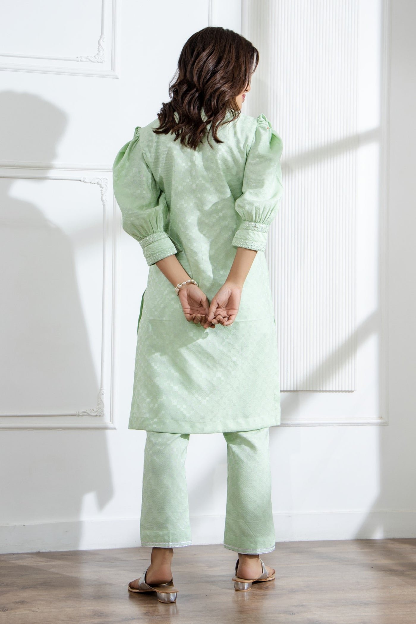 Nayab - Playful Mint Green Fusion Set