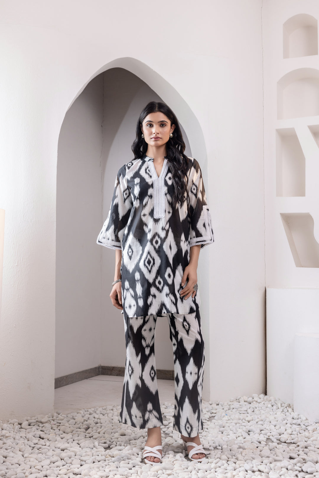 Midnight Elegance Ikat Cotton Co-ord Set