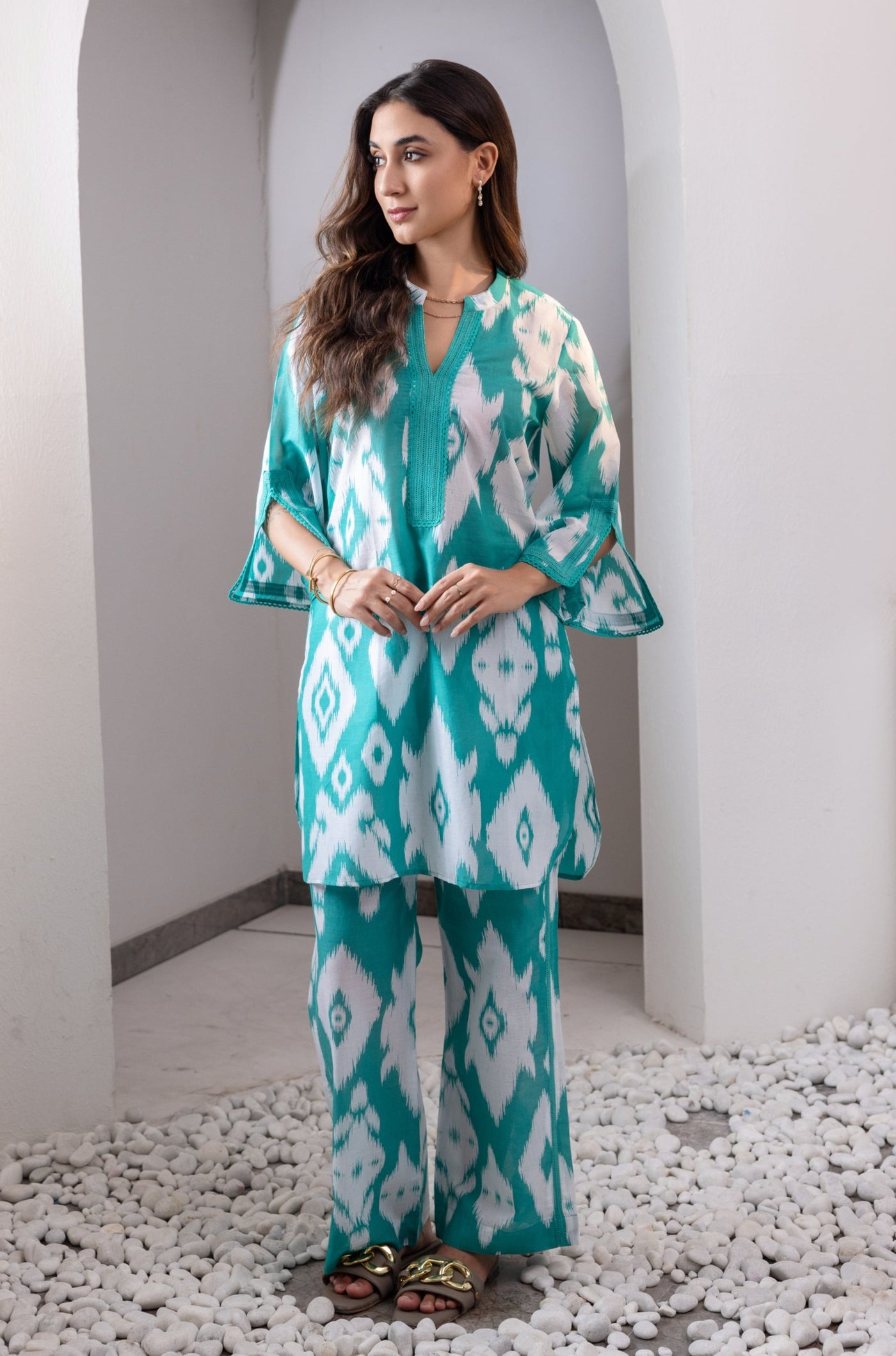 Emerald Green Ikat Cotton Co-ord Set