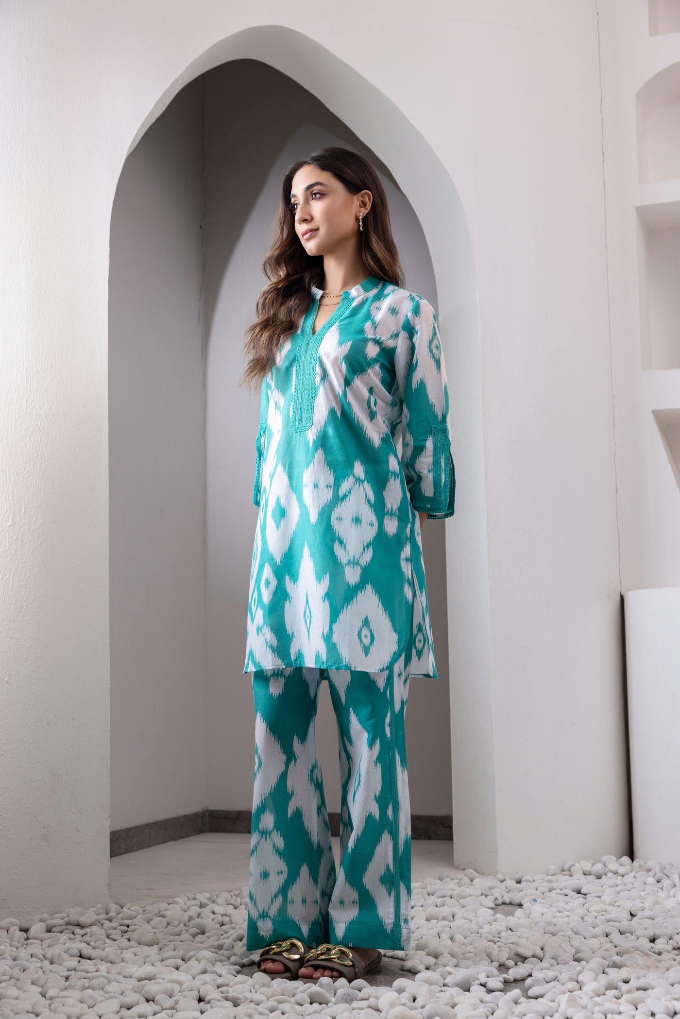 Emerald Green Ikat Cotton Co-ord Set