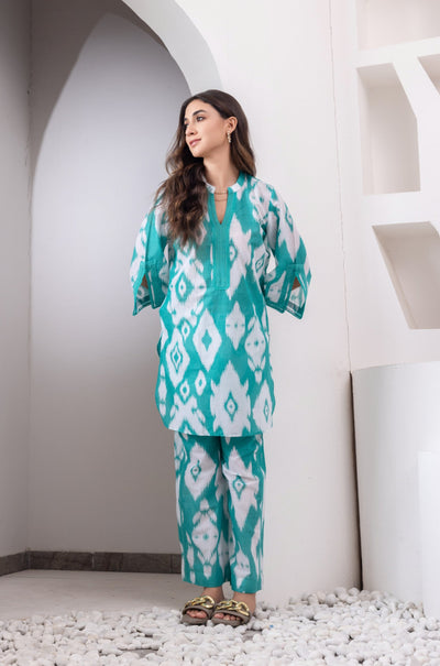 Emerald Green Ikat Cotton Co-ord Set